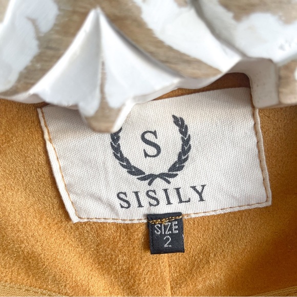 NWOT Mustard Suede Cardigan / Coat with Faux Fur Cuff Sleeves - Picture 12 of 12